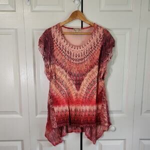 Energe World Wear Womens Multi-Colored Top Size LG Lace Beaded Fairycore Hi-Low